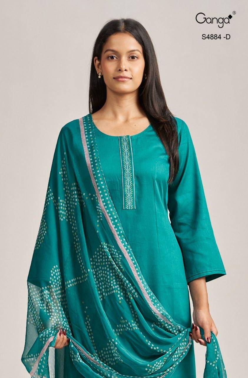 GAURA 4884 by GANGA Fashion 4884 a TO 4884 d SERIES Stylish Beautiful Colourful PREMIUM PURE COTTON Dresses At Wholesale Price